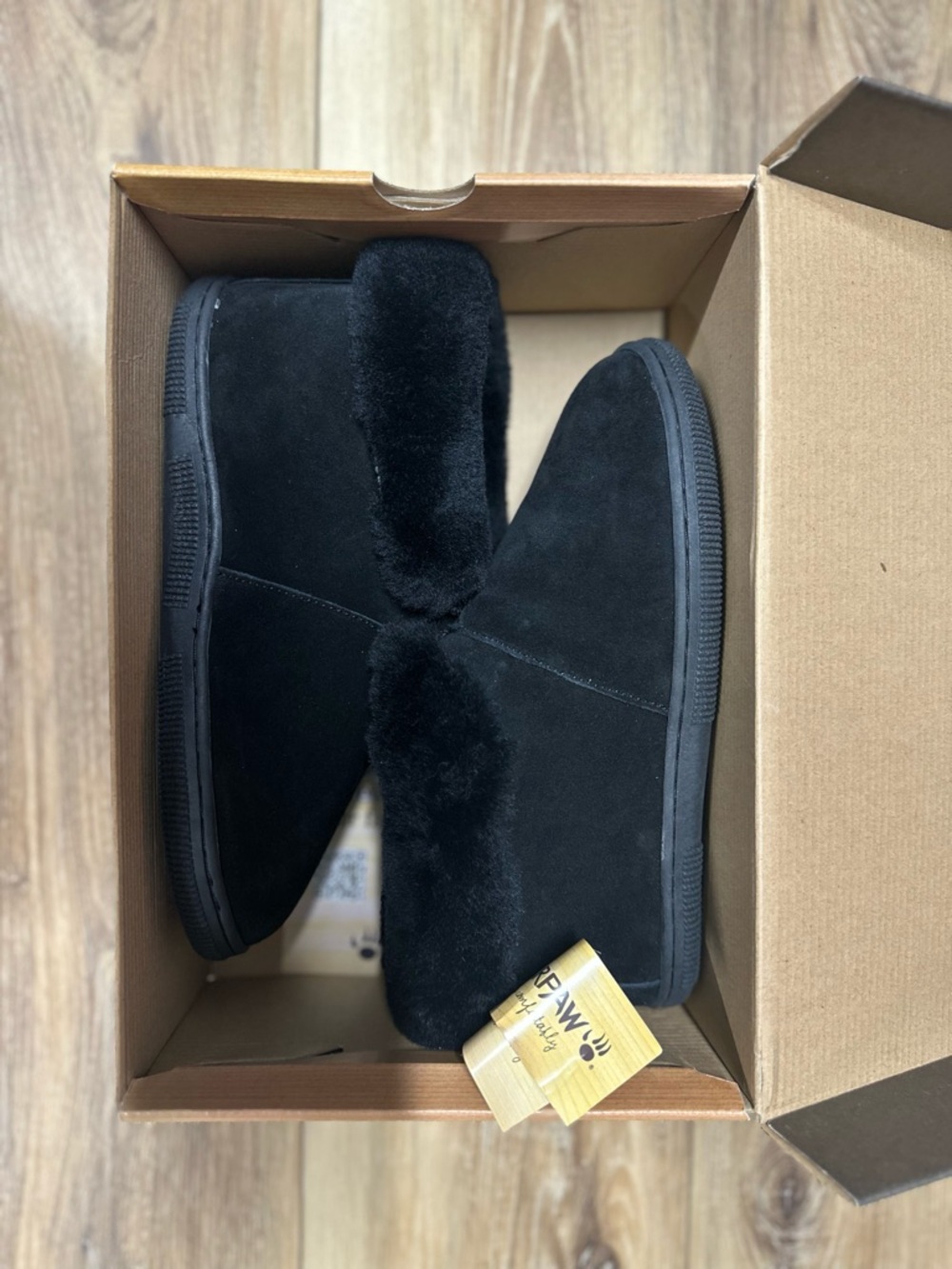 BearPaw Women's Black Suede Shearling-Lined Slip-On Slippers